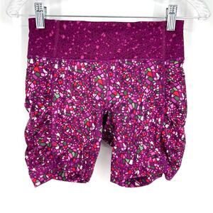 Lululemon Speed Track Short Size 4 Paradise Geo Print Plum